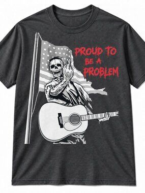 Proud to be Problem Bare Bones skeleton guitar shirt